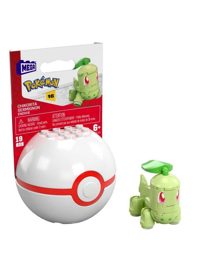 Mega Brands Mega Pokemon Chikorita Building Set with 19 Compatible Bricks and Pieces and Poke Ball, Toy Gift Set for Ages 6 and up  - Image 1