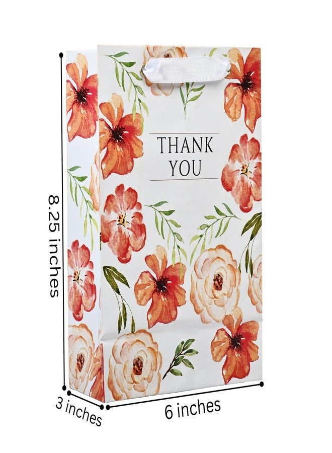FONSIE paper bags || Luxury small gift bags (8.25 * 6 * 3 inches) gift bags for gifting in wedding, Diwali, baby shower, birthday, return gifts, goodies-Pack Of 5 (Floral | Orange). - Image 3