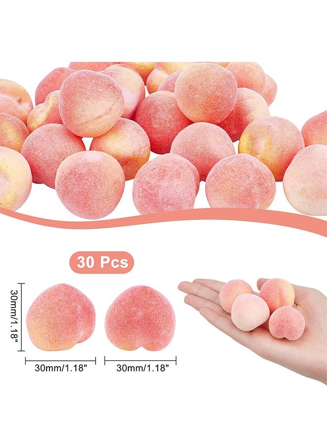 HS 30PCS Mini 1.2 Inch Artificial Fruit Peach Simulation Peach Realistic Fake Fruit Peach For Floral Arrangements Home Decor Home Kitchen Party Photography Prop Food Toy  - Image 2