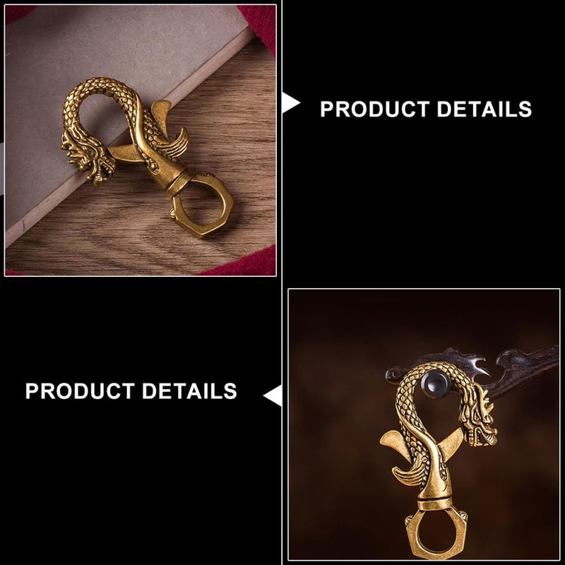 Brass Car Key Chain 2pcs Set with Dragon Design Retro Vintage Key Rings Portable Practical Keychains for Automotive Interior Accessories - Image 4