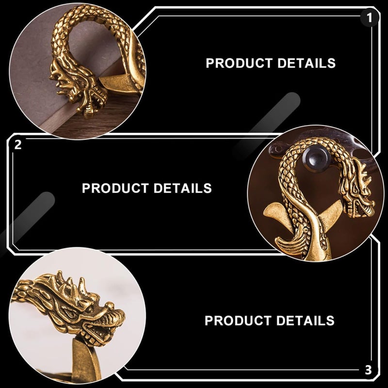 Brass Car Key Chain 2pcs Set with Dragon Design Retro Vintage Key Rings Portable Practical Keychains for Automotive Interior Accessories - Image 5