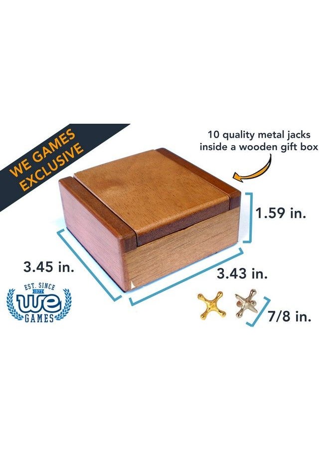 WE Games Metal Jacks Game Retro Game With 2 Sets Of Metal Jacks And Ball In Keepsake Wooden Box Nostalgic Toy Set For Kids And Adults Old Fashioned Floor Games Jacks And Ball Travel Game Set  - Image 3