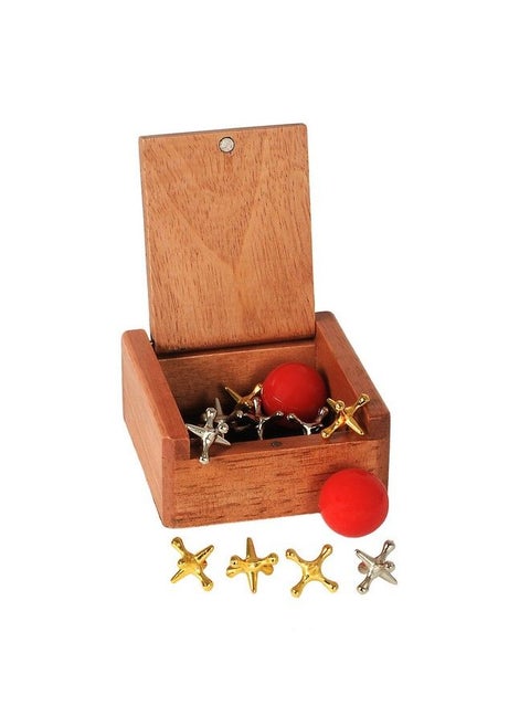 Metal Jacks Game Retro Game With 2 Sets Of Metal Jacks And Ball In Keepsake Wooden Box Nostalgic Toy Set For Kids And Adults Old Fashioned Floor Games Jacks And Ball Travel Game Set