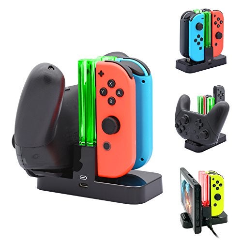 FastSnail Controller Charger for Nintendo Switch & OLED Model for Joycon, Charging Dock Station for Joy con and Pro Controller with Charger Indicator & Type C Cable for NS NES Games - Image 1