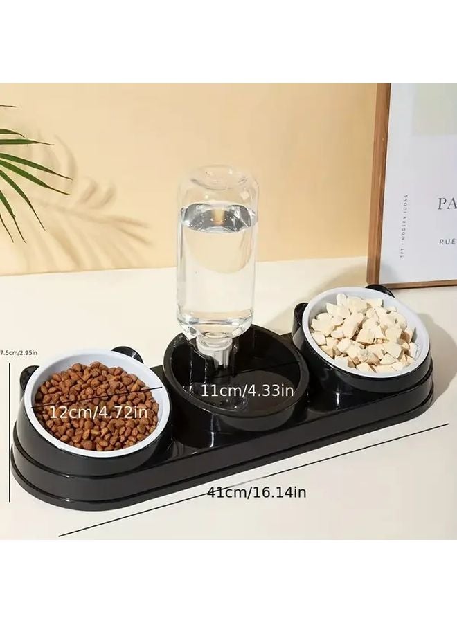 وعاء طعام الحيوانات الأليتي الآلي 3 في 1 الوردي لإعادة الملء التلقائي مع حجيرتين مزدوجتين للطعام والماء - Image 4