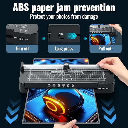 kejector 13in Laminator Machine with Paper Trimmer + 50pcs Sheets + Corner Rounder, Dual Hot/Cold Mode | Anti-Jam Technology | 90s Fast Preheat for A3/A4/A5/A6 Home Office School Use - Image 4