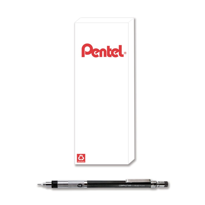 Pentel Graphlet Mechanical Pencil, 0.5mm, Black Cap, Box of 12 (PG505AD)