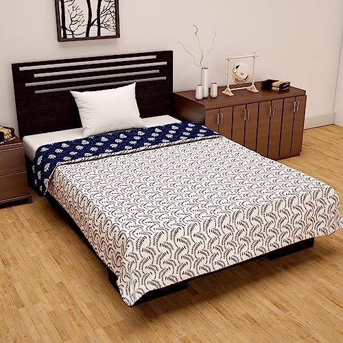 Divine Casa 120 GSM Polyester Blanket Single Bed Reversible Lightweight Sofa Throw Blanket for Winter Dohar Set of 2 - Blue and White - Image 3