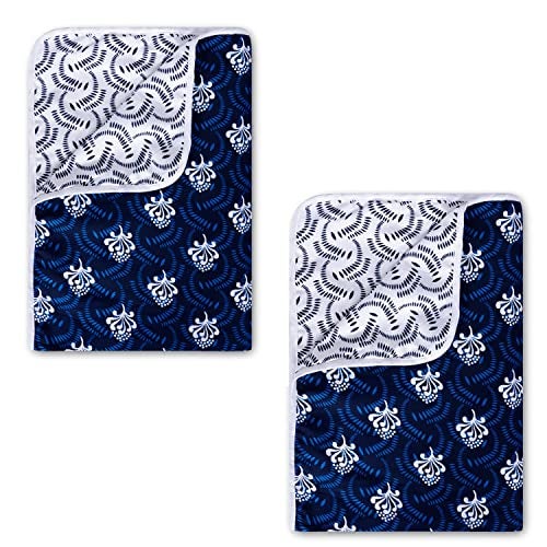 Divine Casa 120 GSM Polyester Blanket Single Bed Reversible Lightweight Sofa Throw Blanket for Winter Dohar Set of 2 - Blue and White - Image 1