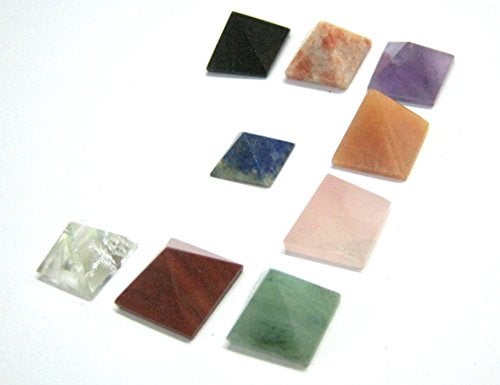 crystalmiracle Lot of 9 Multi Crystal Loose Mini Pyramids Bagua Vaastu Crystal Healing Wellness Psychic Energy Feng Shui Reiki Positive Energy Home Office Gift Gemstone Metaphysical - Image 2
