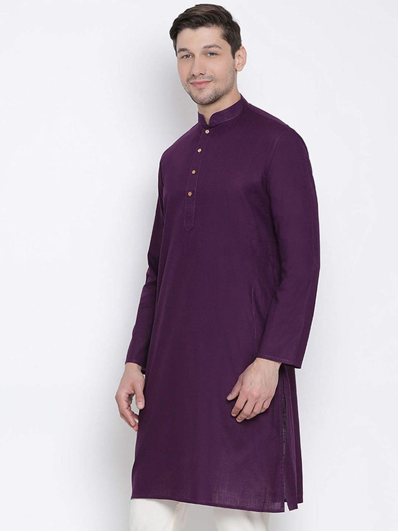 VASTRAMAY Men Purple Cotton Only Kurta (VASMK007PU_36) - Image 2