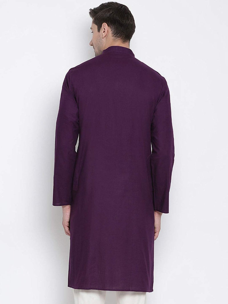 VASTRAMAY Men Purple Cotton Only Kurta (VASMK007PU_36) - Image 4