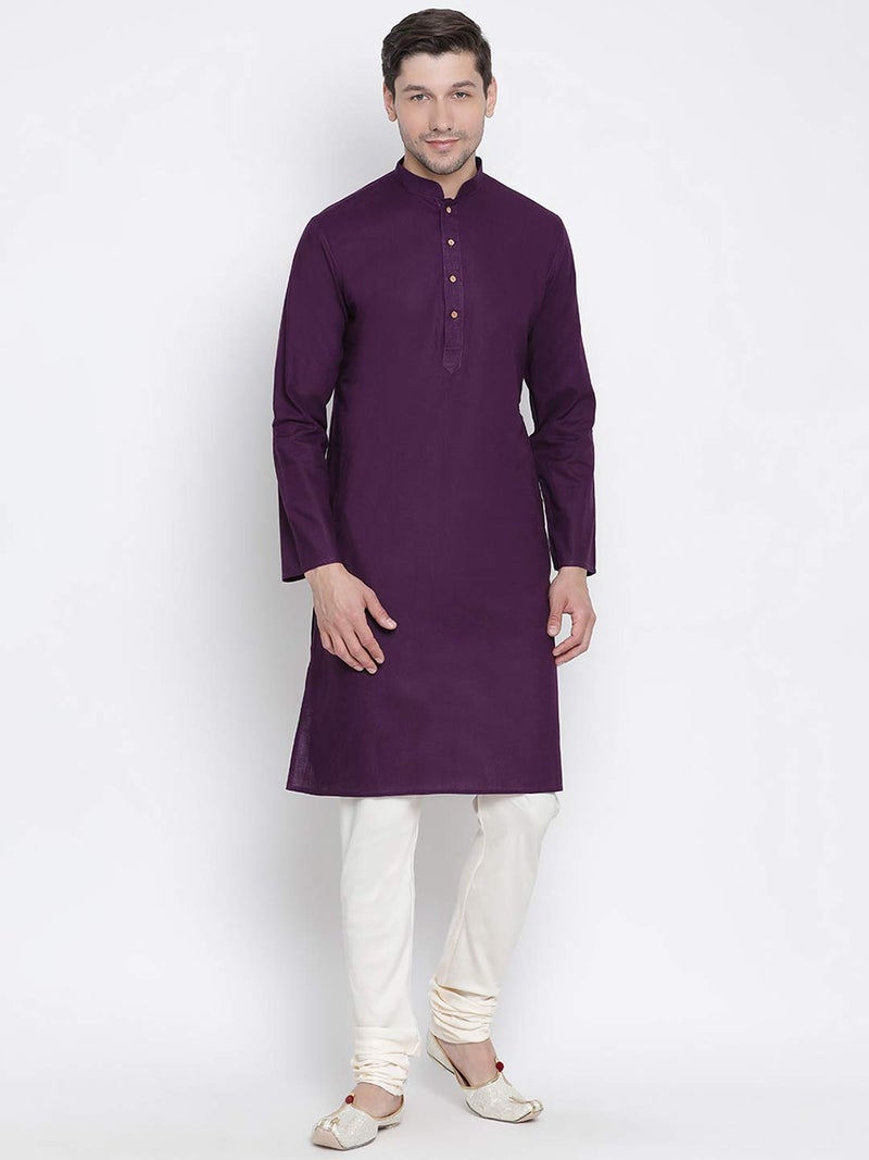 VASTRAMAY Men Purple Cotton Only Kurta (VASMK007PU_36) - Image 5