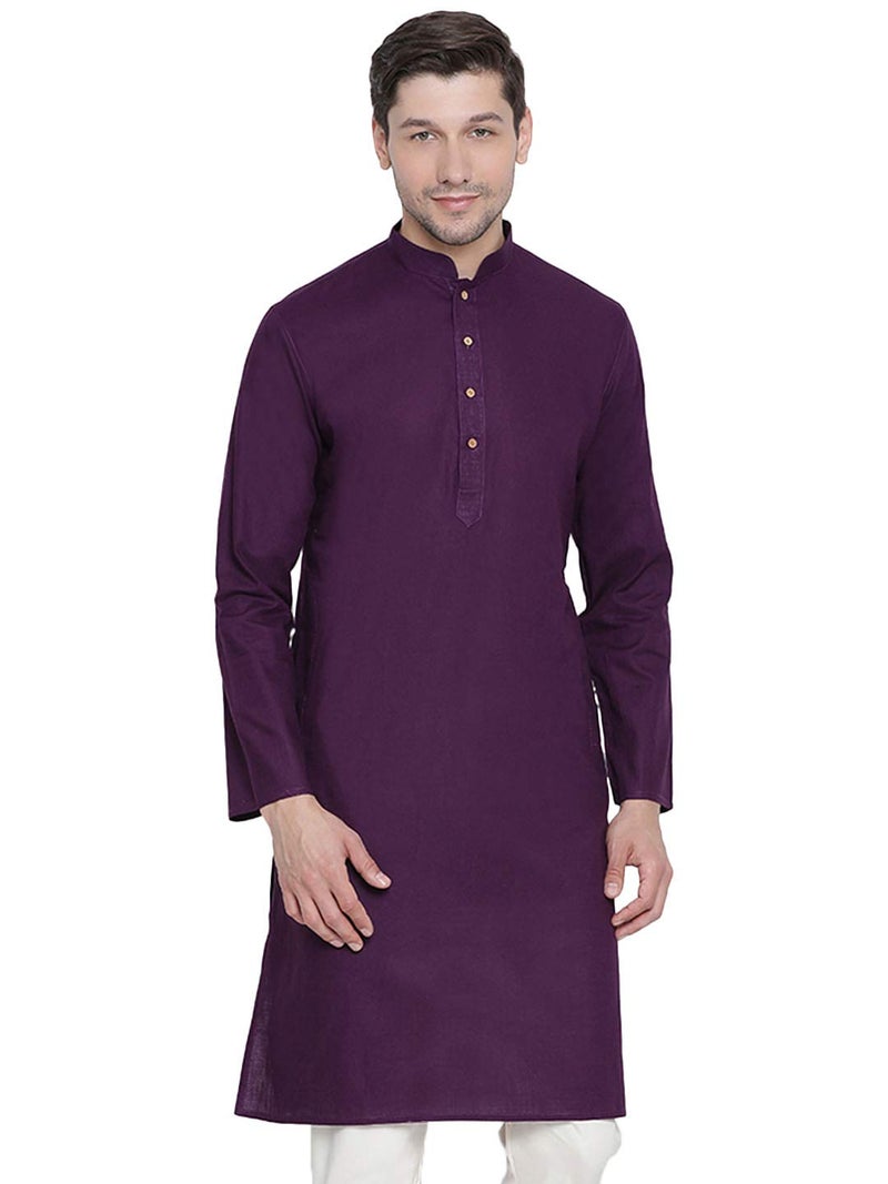 VASTRAMAY Men Purple Cotton Only Kurta (VASMK007PU_36) - Image 1