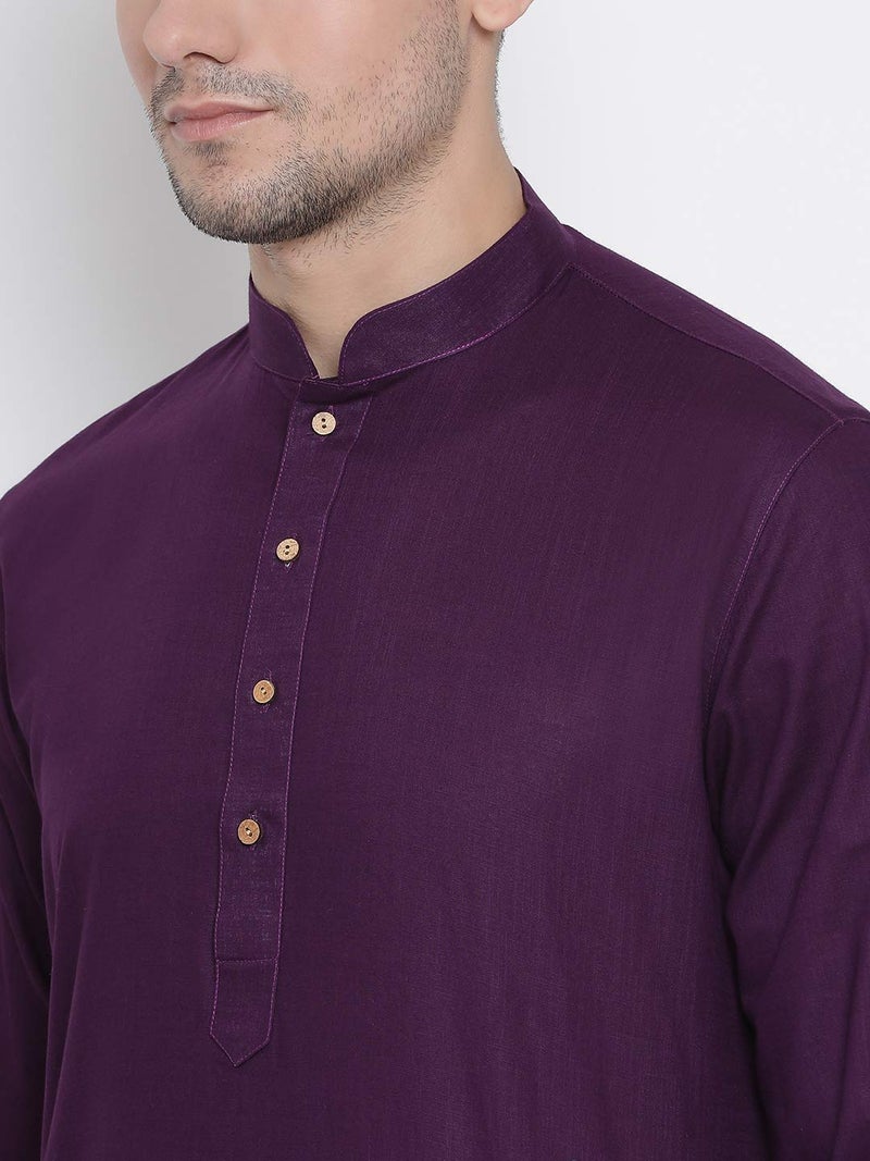 VASTRAMAY Men Purple Cotton Only Kurta (VASMK007PU_36) - Image 3