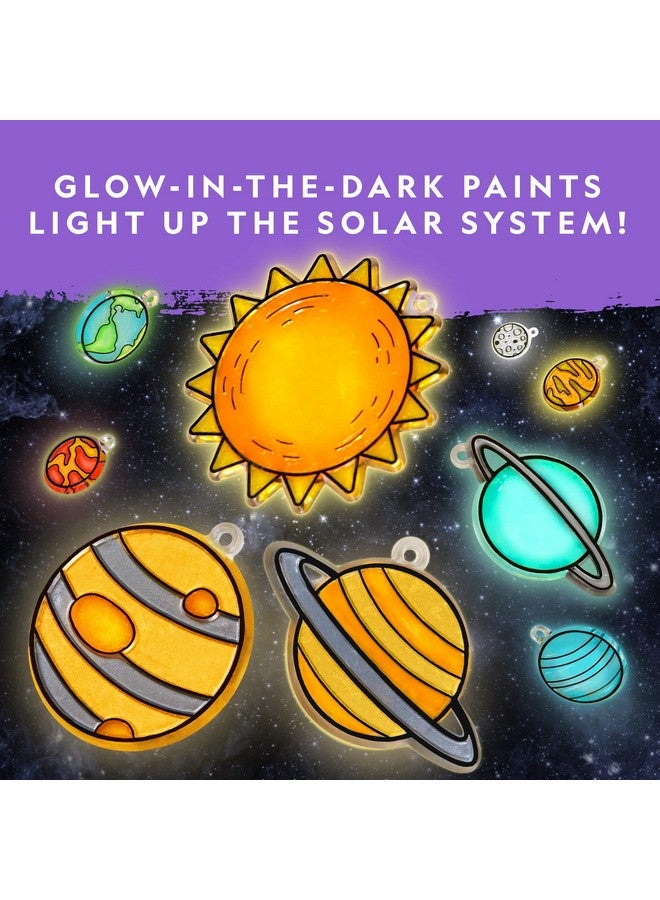 NATIONAL GEOGRAPHIC مجموعة أدوات فنية للأطفال على شكل نظام شمسي من الزجاج الملون ومجموعة أدوات فنية وحرفية مع كواكب متوهجة في الظلام يمكن استخدامها كزينة معلقة على السقف لتزيين غرفة الفضاء المتنقلة - Image 5