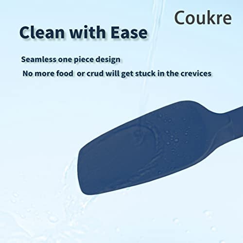 Coukre Silicone Spatula Set of 5,High Temperature Resistant, Food Grade Silicone, Dishwasher Safe, for Baking, Cooking (Pure Deep Blue) - Image 4