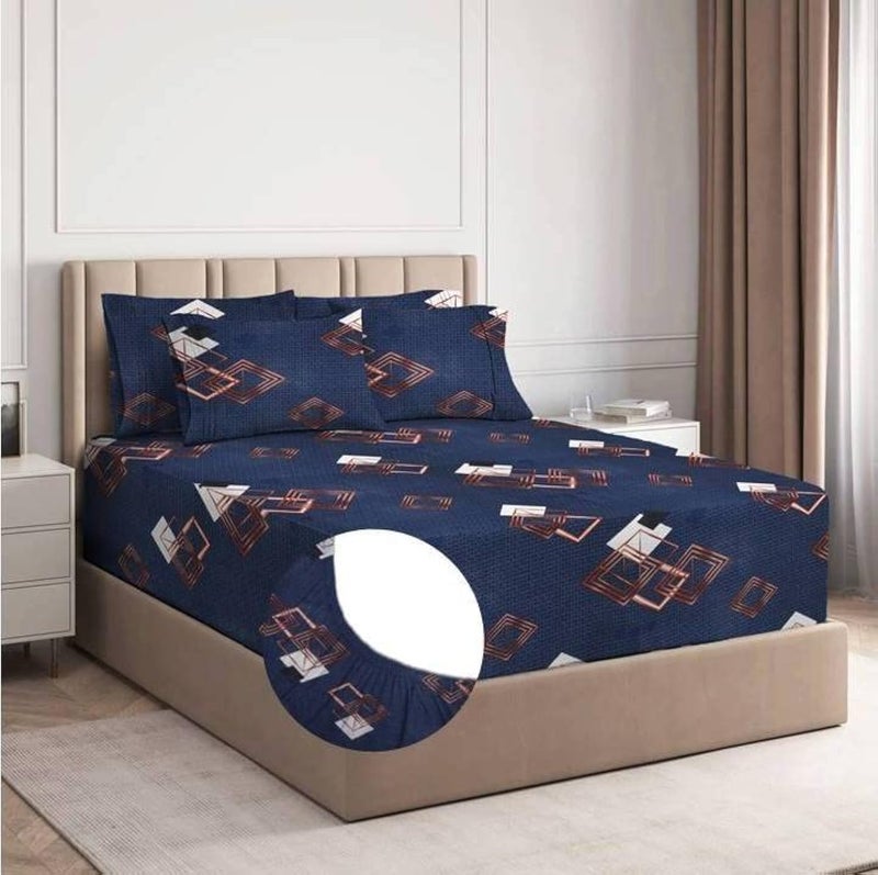 BSB HOME Premium Cotton Elastic Fitted Bedsheets with 2 King Size Pillow Covers | Double Bed with All Around Elastic 180 TC Supersoft | Size - 72 King Sizex78+10 inches |Black & White - Image 5