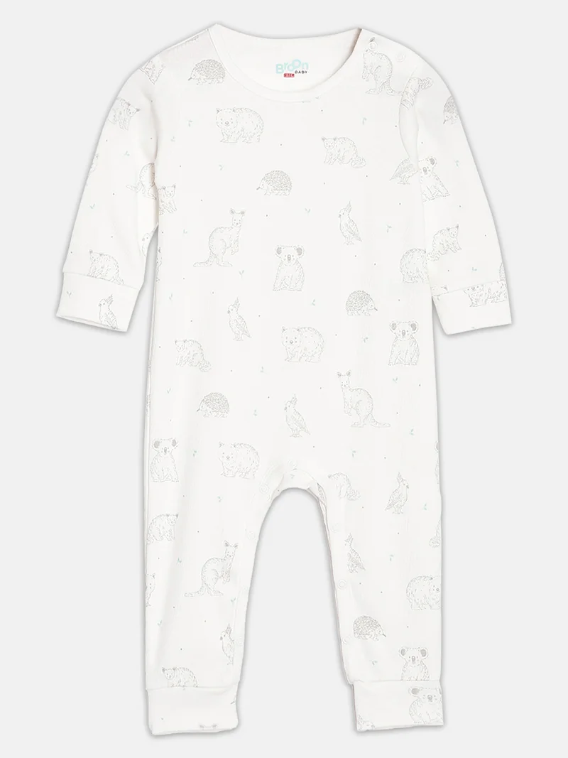 Broon Broon Infant Boys Off White and Black Printed Organic Cotton Sleepsuit Pack of 2