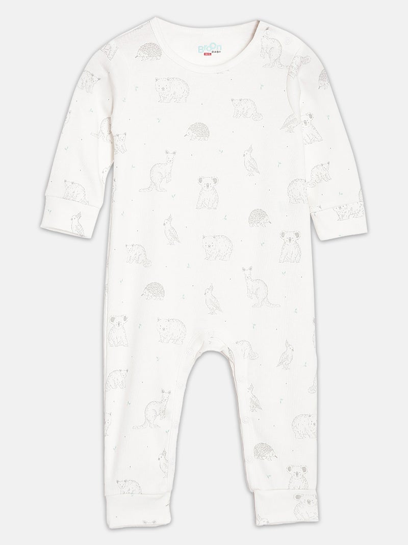 Broon Infant Boys Off White and Black Printed Organic Cotton Sleepsuit Pack of 2 - Image 3