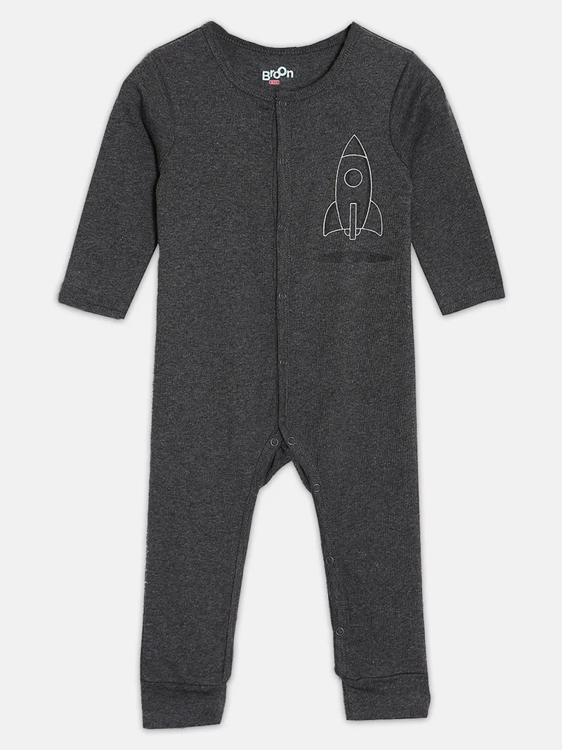 Broon Broon Infant Boys Off White and Black Printed Organic Cotton Sleepsuit Pack of 2