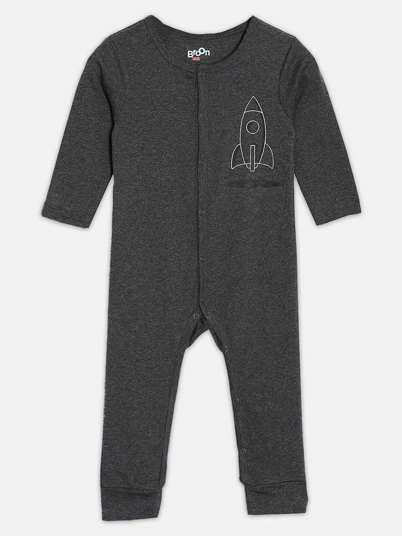 Broon Infant Boys Off White and Black Printed Organic Cotton Sleepsuit Pack of 2 - Image 2