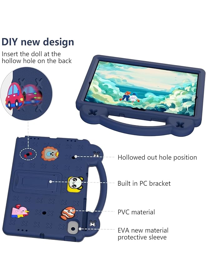erorex Kids Tablet Case Tablet Case Children Friendly Diy Cute Design Handle With Stand Eva Lightweight Protective Cover Compatible With Galaxy Tab A9 8.7-Inch X116 Blue  - Image 3