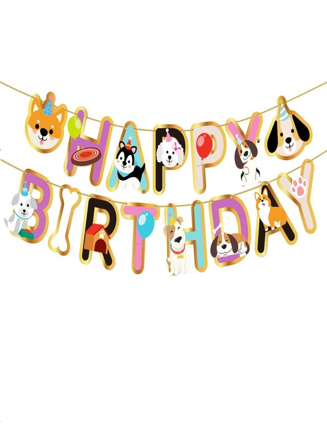 Chictry Dog Birthday Banner Cartoon Cute Puppy Theme Decorations for Baby Shower Kids Boys Girls Animal Party Supplies - Image 1