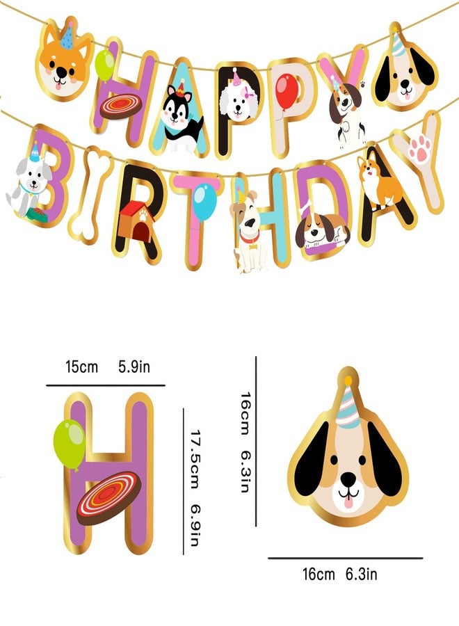 Chictry Dog Birthday Banner Cartoon Cute Puppy Theme Decorations for Baby Shower Kids Boys Girls Animal Party Supplies - Image 2