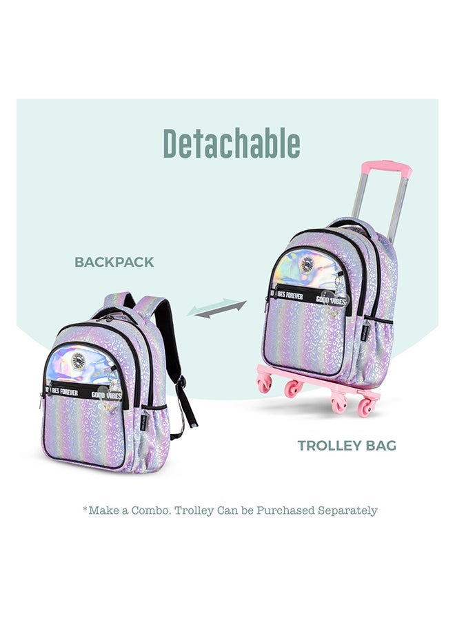 Eazy Kids - Personalized 17" School Bag Set of 3 w/Lunch Bag and Pencil Case - Good Vibes - Silver - Image 3