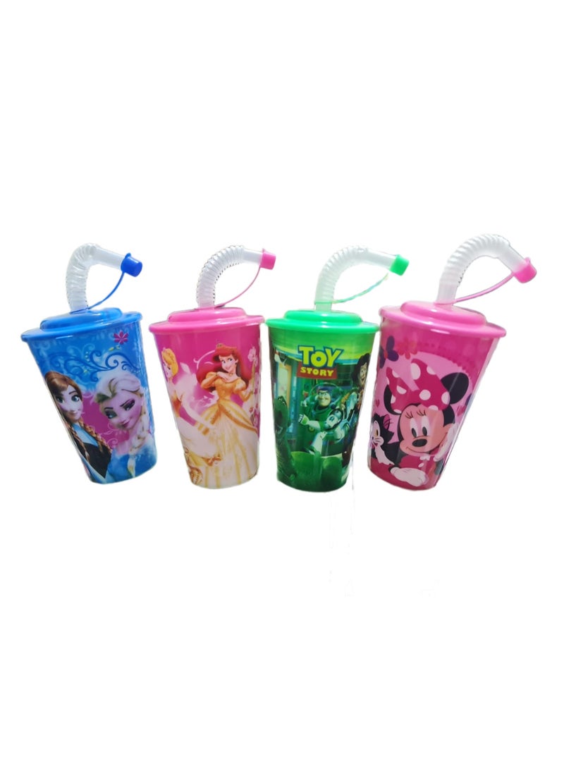 كوب عصائر بلاستيك قابل لإعادة الاستخدام مع غطاء  وشاليموه– متعدد الألوان(متعدد الاشكال) - Image 2