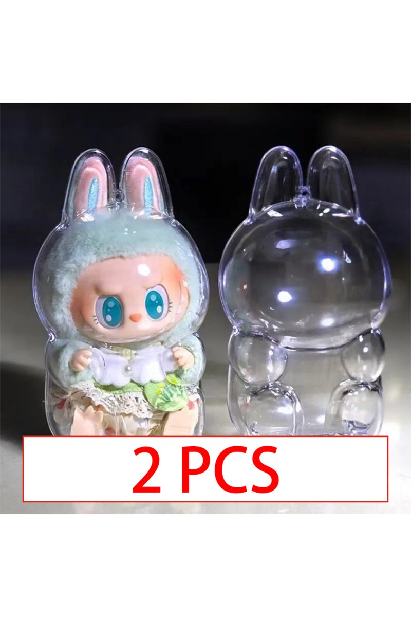 2Pcs 02-No Doll New 17cm LABUBU Clear Macaron Case, Dust Case, Housings, Popmart Bubble Mart Doll Ac