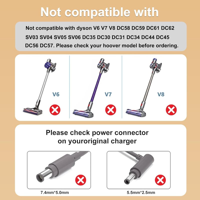 في اتش بي دبليو شاحن VHBW 30.45V لمكنسة دايسون V10 V11 V12 V15 SV11 SV12 SV14 SV15 SV20 SV22 اللاسلكية المحمولة المطلقة للبطارية الأصلية - Image 3
