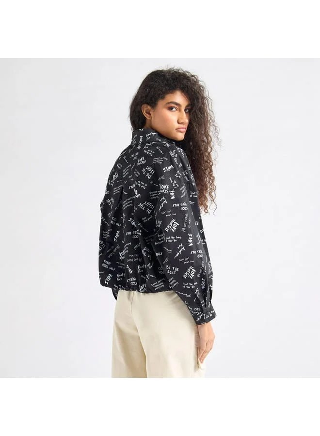 Splash FAV Printed Shirt with Collar and Long Sleeves