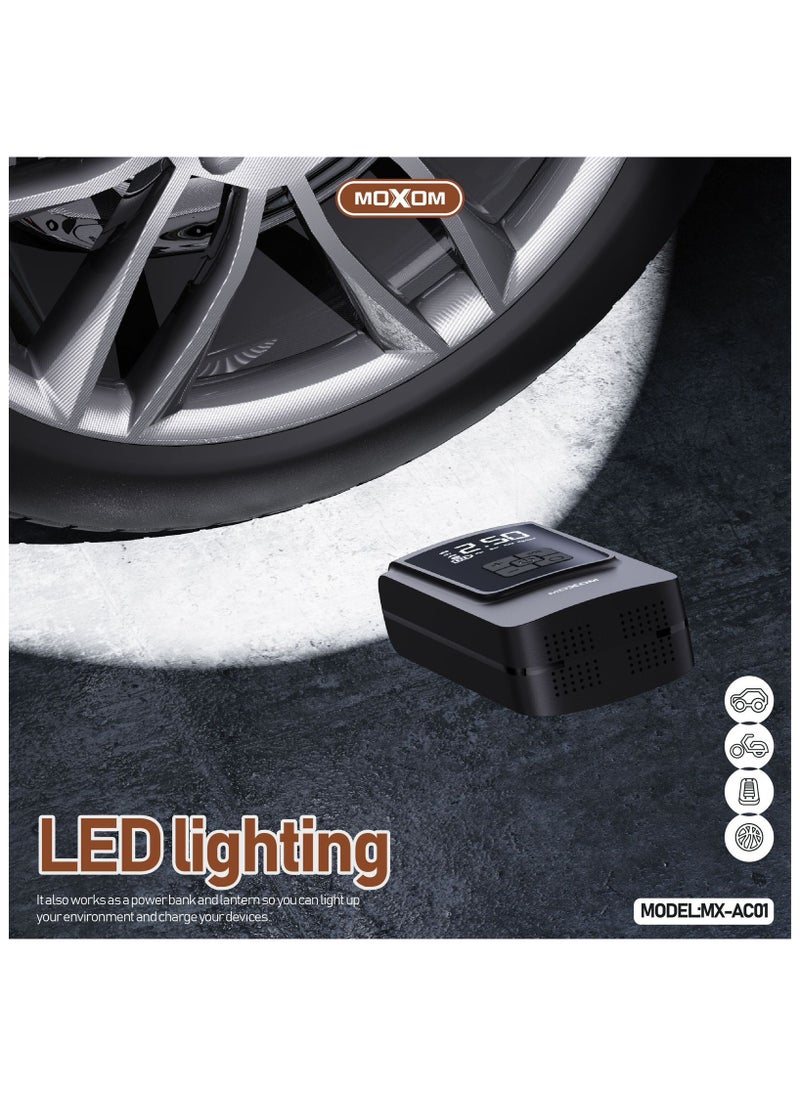 MOXOM - MX-AC01 Portable Cordless Air Pump and Power Bank 4000 mAh with LCD + LED Display - Image 1