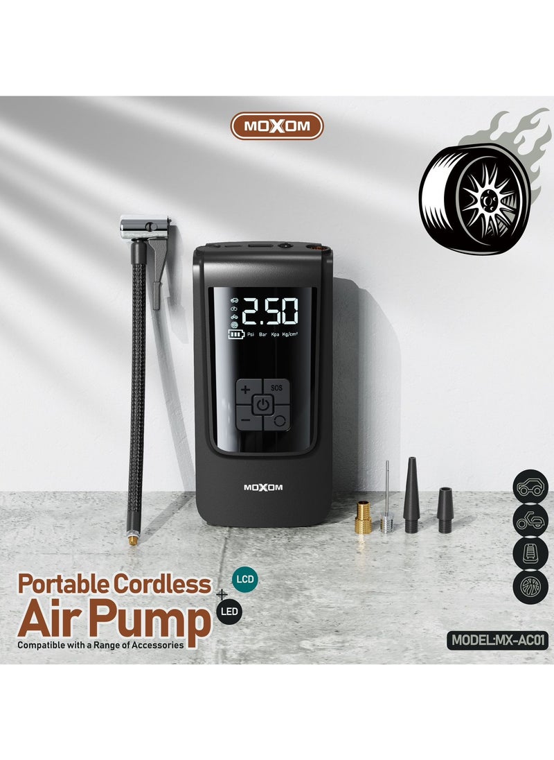 MOXOM - MX-AC01 Portable Cordless Air Pump and Power Bank 4000 mAh with LCD + LED Display - Image 1