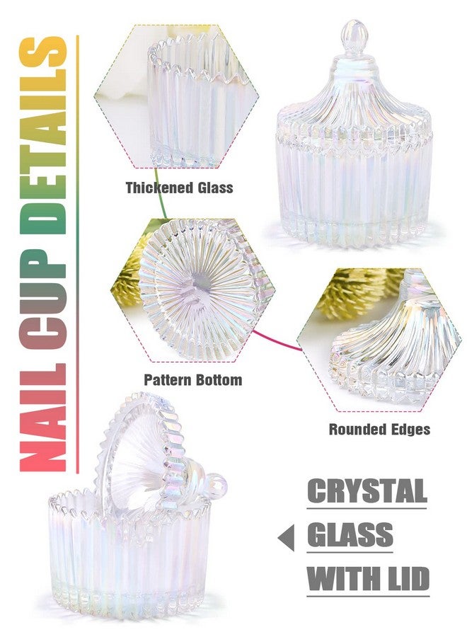 TOROKOM Monomer Dish with Lid Dappen Dish Nail Cup Small Glass Nail Dish for Liquid Powder Monomer Holder Colorful Damping Dapping Dish for Acrylic Nails - Image 3