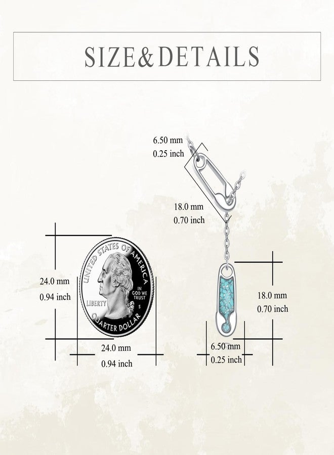 YFN Safety Pin Necklace with Turquoise 925 Sterling Silver Safety Pin Y Jewelry for Women - Image 4