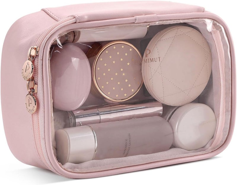 Pocmimut Makeup Bag,Small Makeup Bag Clear Travel Makeup Bag Car Accessories Storage for Women,Travel Essentials Organizers,Pink