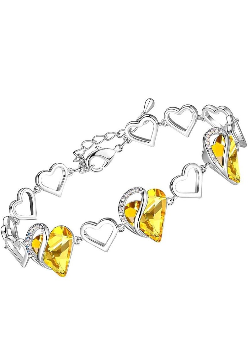 GROWSTEADY Infinity Love Heart Link Bracelet with Birthstone Crystal Women  Gifts Silver-tone  - Image 1