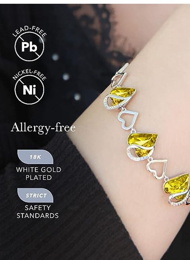 GROWSTEADY Infinity Love Heart Link Bracelet with Birthstone Crystal Women  Gifts Silver-tone  - Image 2