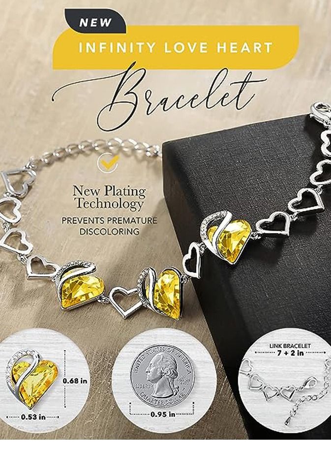 GROWSTEADY Infinity Love Heart Link Bracelet with Birthstone Crystal Women  Gifts Silver-tone  - Image 3