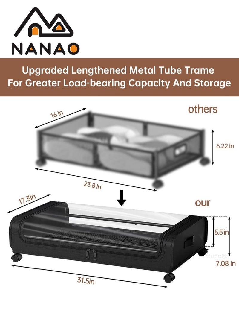 NANAO - Upgraded Under Bed Storage With Wheels,  Under Bed Storage Containers, Under Bed Shoe Storage Organizer Wheels, Rolling under bed storage, Under Bed Drawer Storage for Clothes - Image 1