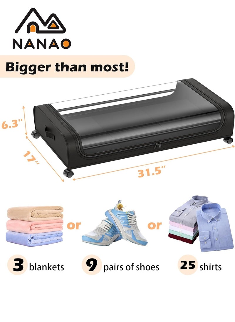 NANAO - Upgraded Under Bed Storage With Wheels,  Under Bed Storage Containers, Under Bed Shoe Storage Organizer Wheels, Rolling under bed storage, Under Bed Drawer Storage for Clothes - Image 1