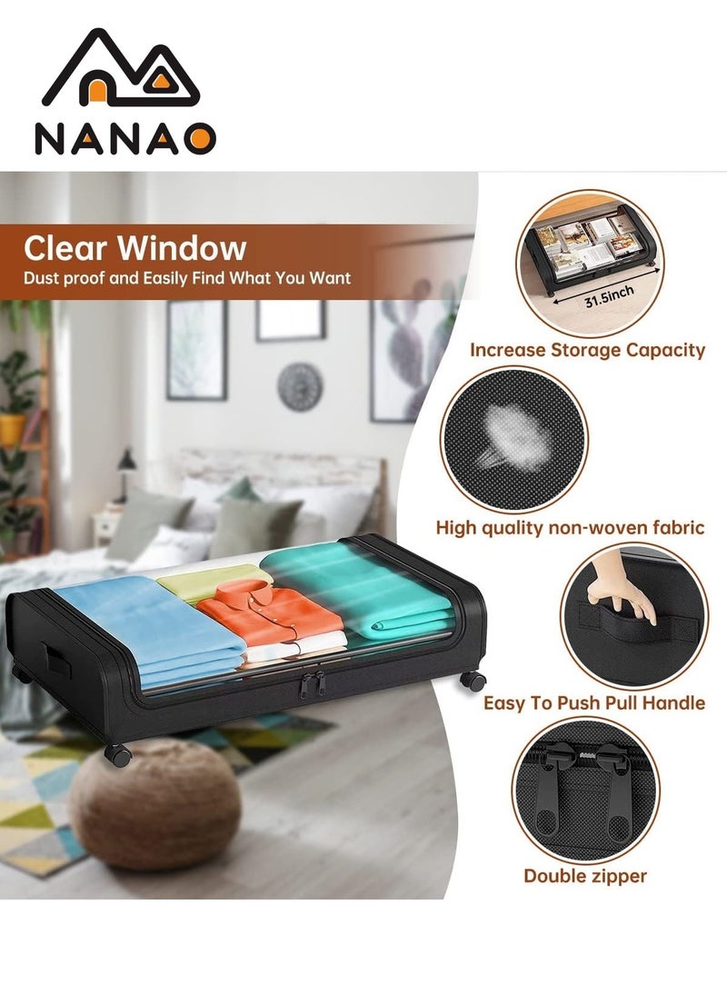 NANAO - Upgraded Under Bed Storage With Wheels,  Under Bed Storage Containers, Under Bed Shoe Storage Organizer Wheels, Rolling under bed storage, Under Bed Drawer Storage for Clothes - Image 1