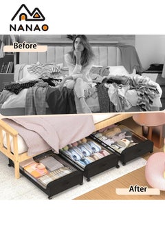 NANAO Upgraded Under Bed Storage With Wheels,  Under Bed Storage Containers, Under Bed Shoe Storage Organizer Wheels, Rolling under bed storage, Under Bed Drawer Storage for Clothes  - Image 5