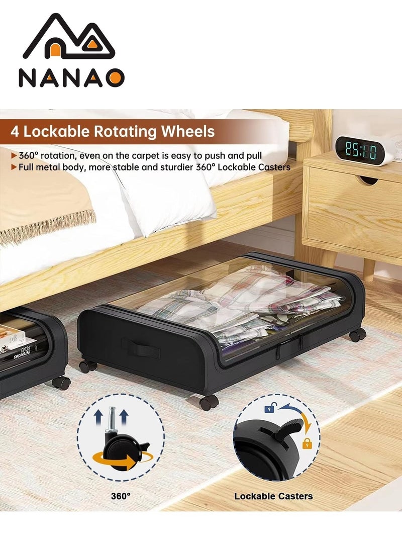 NANAO - Upgraded Under Bed Storage With Wheels,  Under Bed Storage Containers, Under Bed Shoe Storage Organizer Wheels, Rolling under bed storage, Under Bed Drawer Storage for Clothes - Image 1