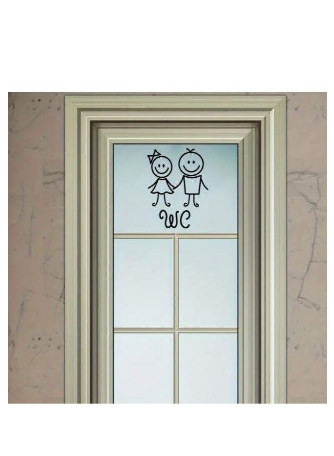 RYN 1pc Creative WC Sign Sticker, WC Pattern Self-Adhesive Wall Stickers, Toilet Home Decoration Wall Stickers, - Image 3