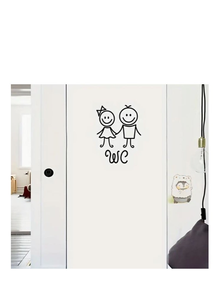 RYN 1pc Creative WC Sign Sticker, WC Pattern Self-Adhesive Wall Stickers, Toilet Home Decoration Wall Stickers, - Image 4