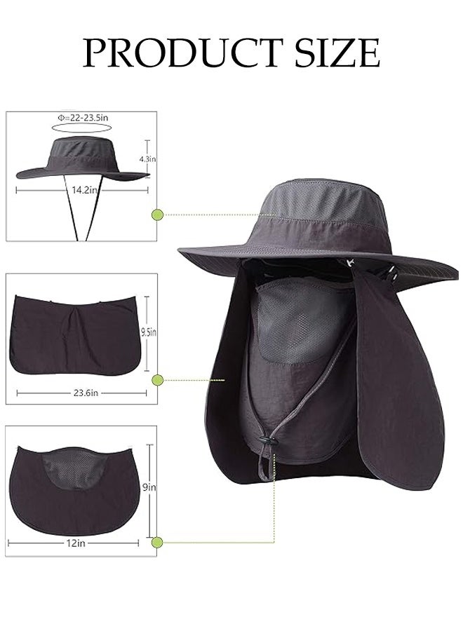 Fishing Hat,Fisherman hat ,Sun Cap with UPF 50+ Sun Protection and Neck Flap,Mountaineering sun hat for Man and Women Dark Gray - Image 2